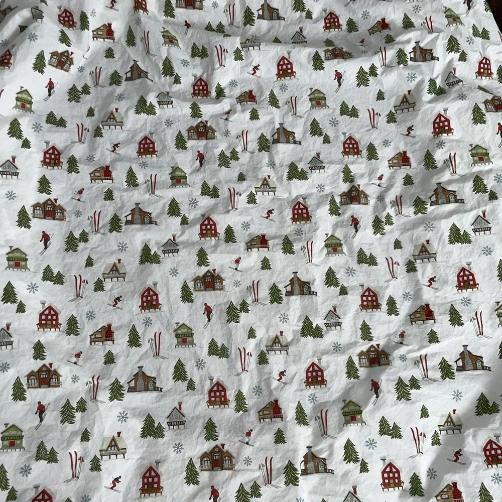 Pottery Barn Ski Lodge Twin XL Fitted Sheet Organic Cotton Holiday Christmas